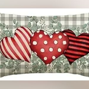 Valentine's Day Polka Dot Stripes Love Hearts Pink Throw Pillow Cover